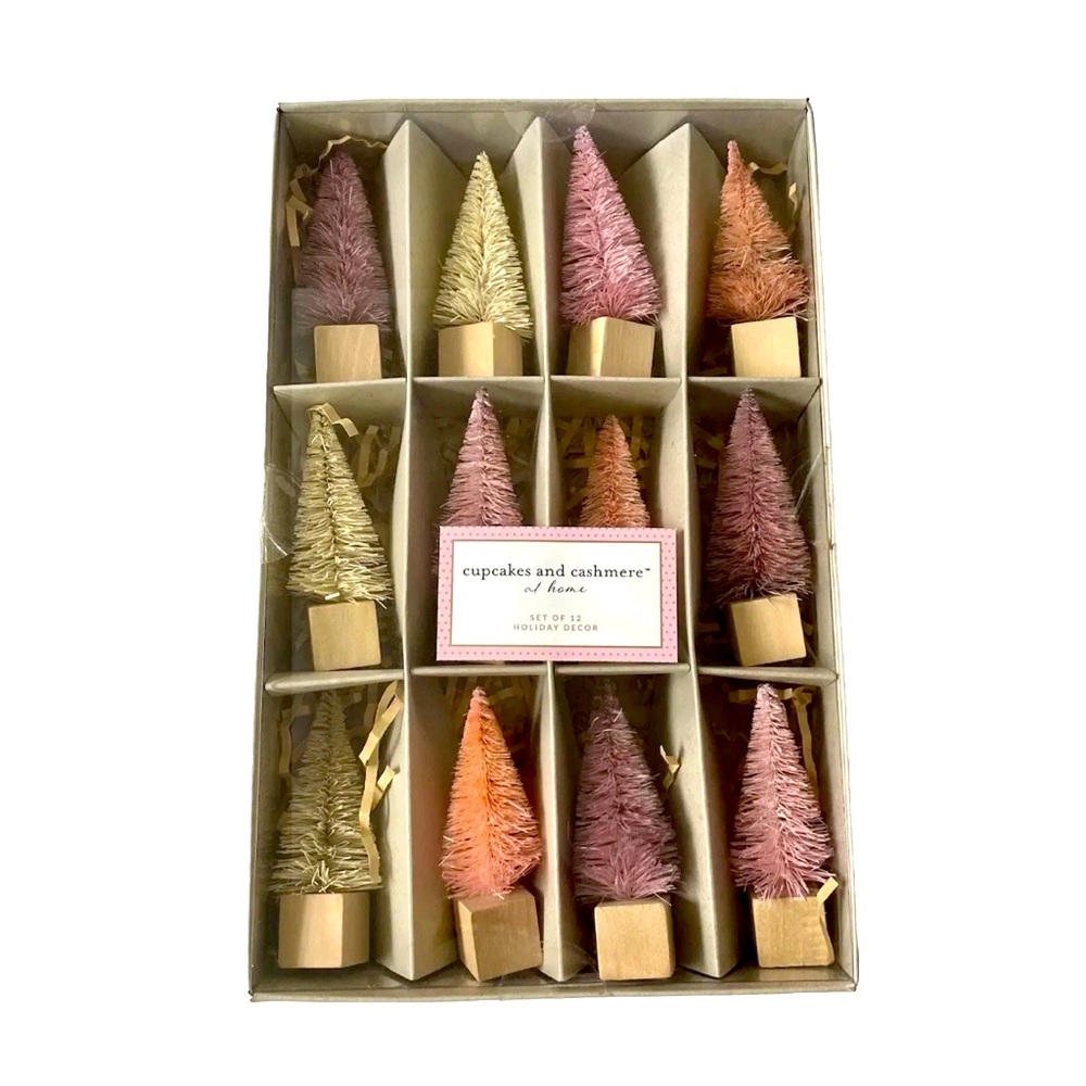 Cupcakes & Cashmere Mini Pink Christmas Trees New NIB